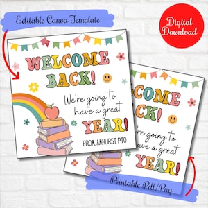 Retrol Welcome Back to school Teacher Gift tags,its going to be a great year ,First day of school ,for teachers, class, school, PTO tags