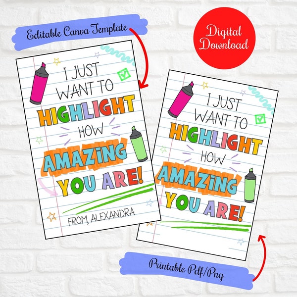 I want to highlight how amazing you are, Highlighter gift tag for teachers,School staff, PTO, Nurse, Volunteer appreciation,Teacher week tag