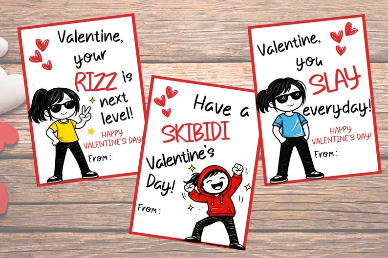 Slang Kids Valentine's Day Cards, Gen Z Alpha Teen Tween Funny ...