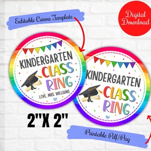Bague pour classe de maternelle 2025, cadeau de remise des diplômes de maternelle des enseignants, étiquette cadeau bague pop, dernier jour d'école, étiquette imprimable bague