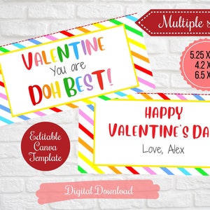 San Valentino sei Doh Best, toppers per borsa da trattare di San Valentino stampabili, etichette ripiegabili per l'argilla da gioco, scuola modificabile, asilo nido di San Valentino