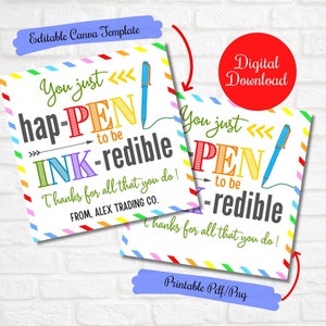 Eindejaars leraar pen cadeau tag, je bent gewoon ongelooflijk cadeau tags, personeel, waardering van teamleden, PTO tags