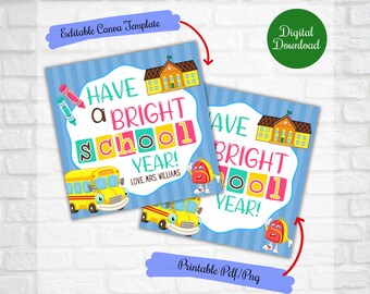 First Day of School Crayons Gift tags, Have a bright school year ,Back to school crayon markers Gift tags for class, school kids