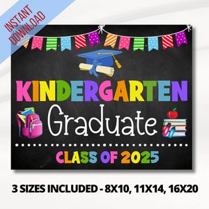 Kindergarten graduation photoprop sign, Kindergarten last day 2023 printable, Kindergarten chalkboard photo sign, Digital Instant Download