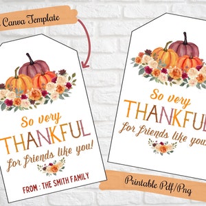 Étiquettes de cadeau de Thanksgiving Friendsgiving, donc très reconnaissant pour les amis comme vous traitez les étiquettes, les enseignants, les amis, la famille, l'école, les collègues,