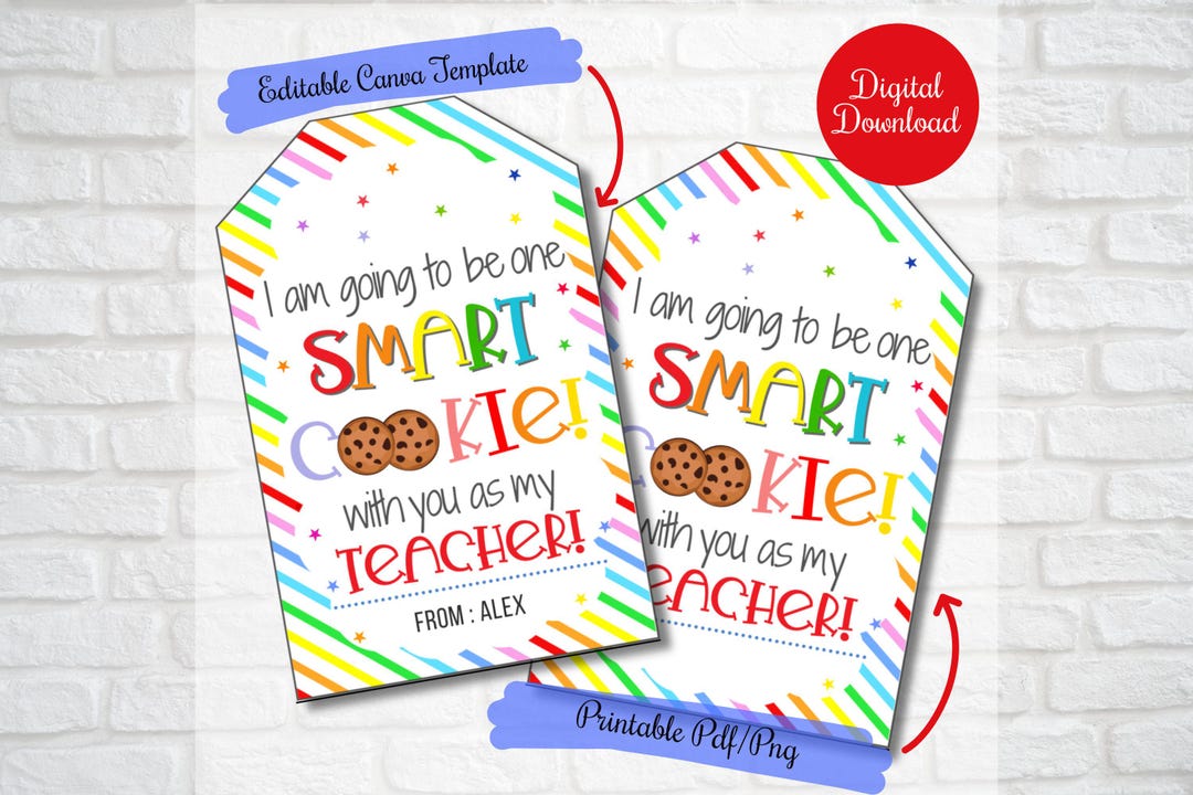 Back to School Cookie Gift Tags for Teacher, I'm Going to Be One Smart ...
