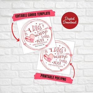 May include: Printable Valentine's Day card with a red heart and the text "I die working with you! Happy Valentine's Day. Your friend, Alex."