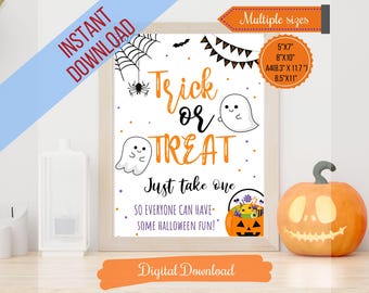 Halloween Please Take One Printable Sign, Halloween Decor, Halloween Trick Or Treat Sign, Printable, Multiple sizes,Digital Download,