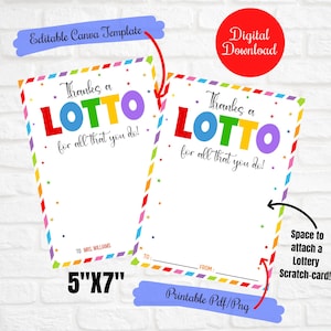 Porta carte regalo Lotto per insegnanti, personale, infermieri dipendenti, settimana di apprezzamento degli insegnanti, grazie per tutto quello che fai, etichette regalo per gratta e vinci