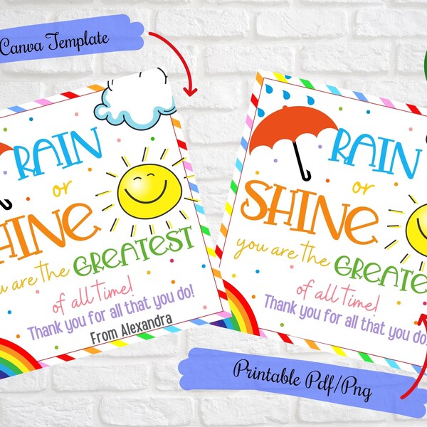 Rain or shine you are the greatest of all time gift tag, Teacher End of year gift tag, Umbrella gift tag, Teacher, Coworker,Admin,PTO