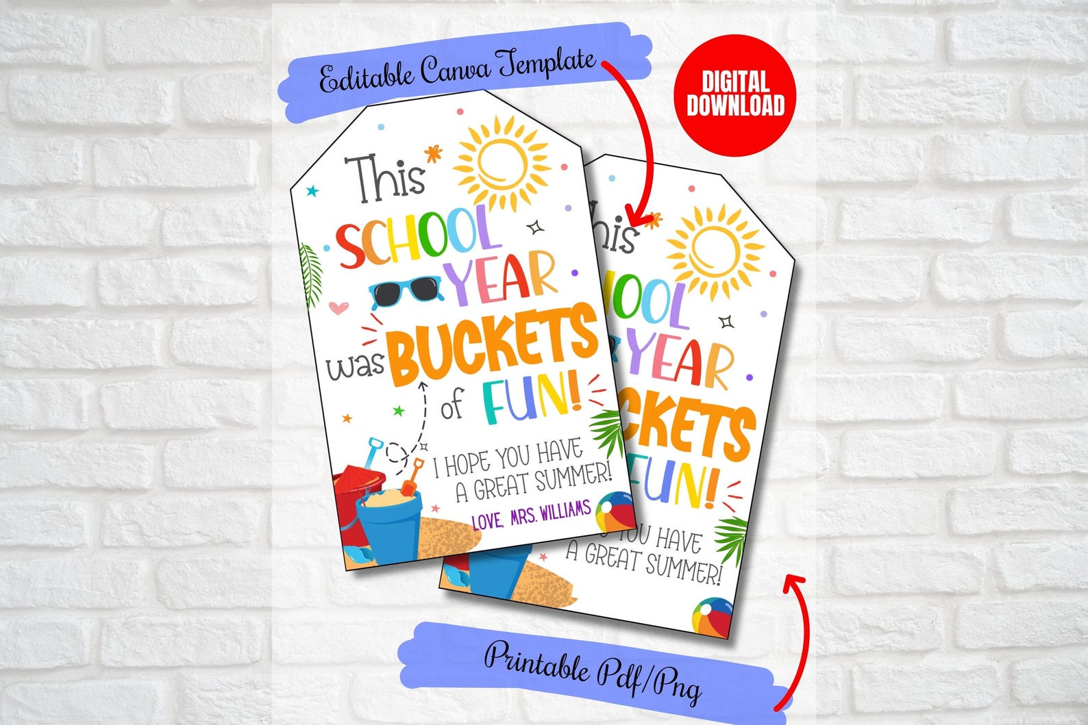 Buckets of Fun Gift Tags, End of Year Gift Tags for Class, School Year ...