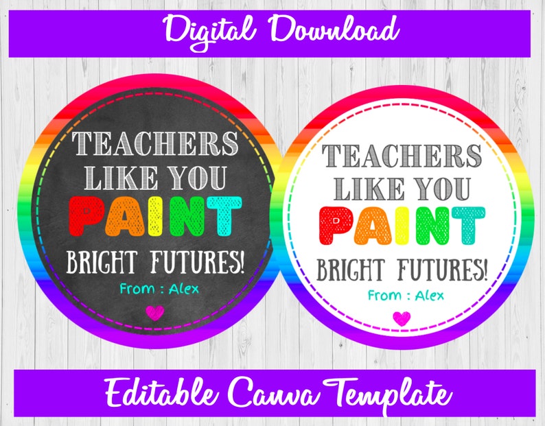 Teachers Like You Paint Bright Futures Teacher Editable Gift - Etsy UK