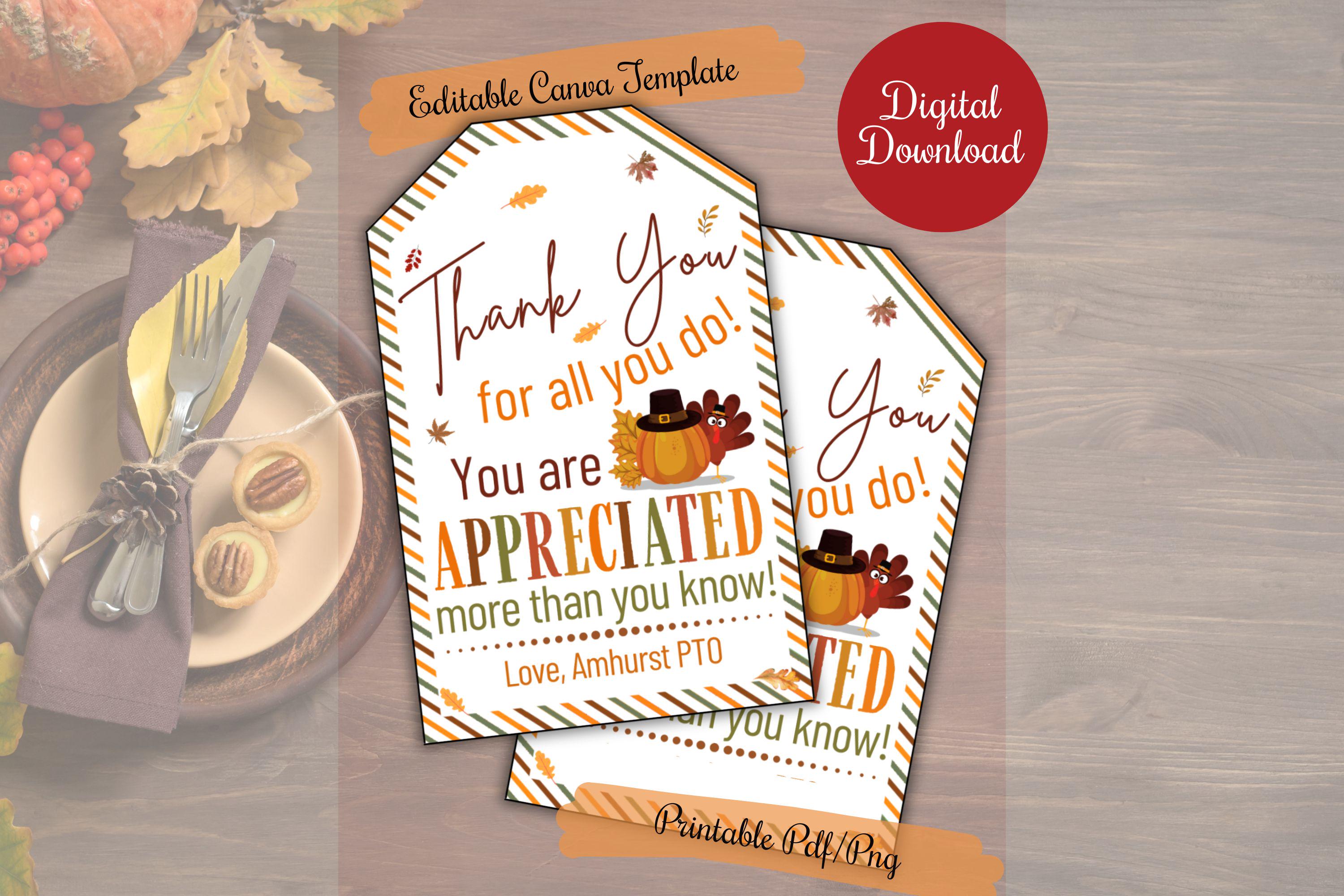 Thanksgiving Gift Treat Tags,thank You for All You Do Treat Tags ,teacher,  Friends, Family, School, Co-workers, PTO, Friendsgiving Treat Tag - Etsy, image size:3000x2000