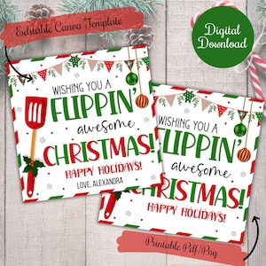 Bewerkbaar Ik wens je een geweldige kersttraktatietags, spatelcadeaukaartjes voor buren, vrienden, familie, schoolmedewerkers Leraar bakker