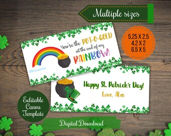 You're the pot of gold at the end of my rainbow St Patrick's day treat bag topper, Class,School,Daycare treat bag toppers,printable, PTA tag
