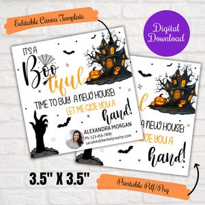 Its a boo-tiful time to buy a new house Gift tags, Realtor Halloween gift Tags, Business Marketing referral gift tags, Realtor Pop By