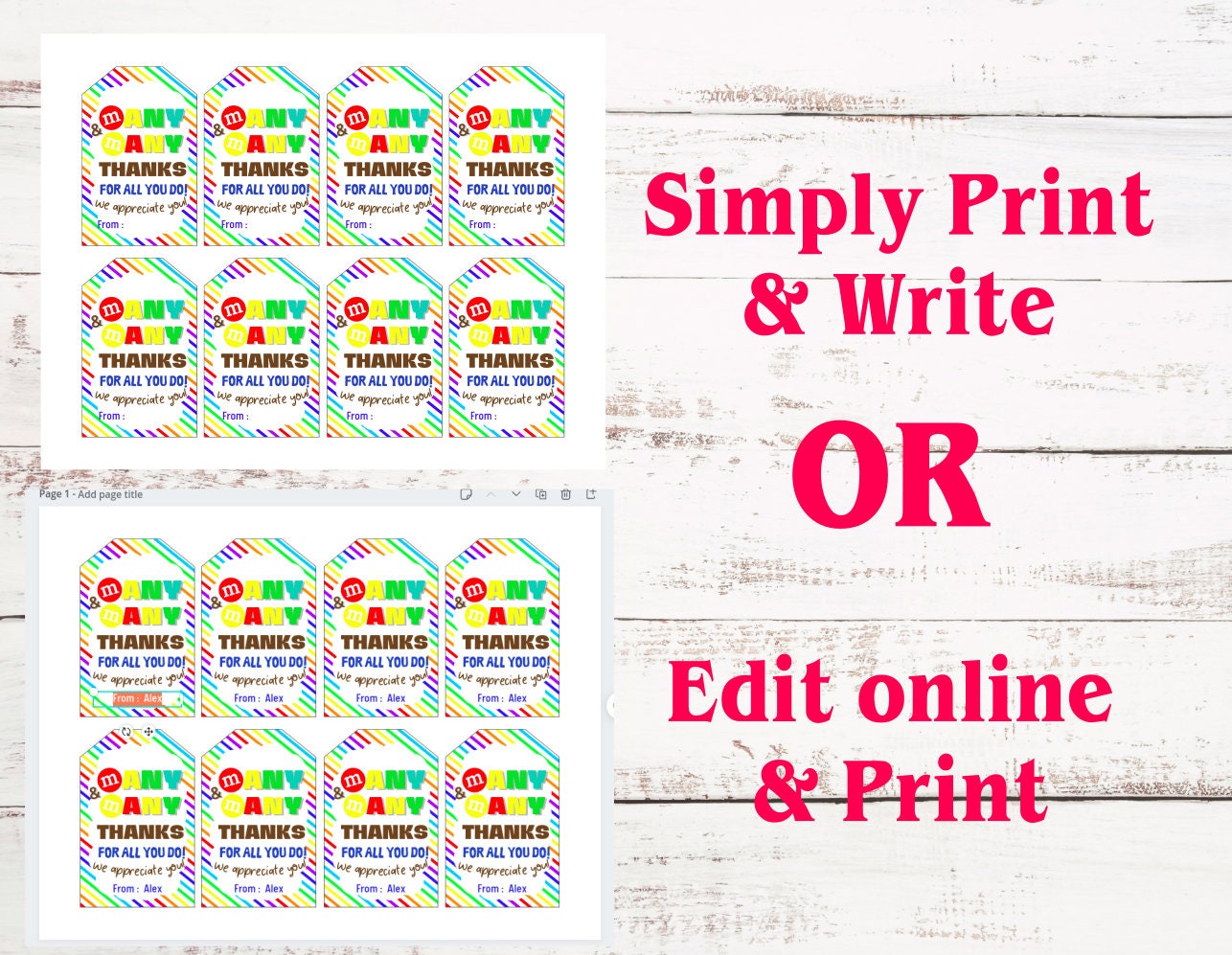 M&M gift Tags for teacher Teacher Appreciation Week tags Etsy