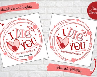 Printable Editable Valentine Construction Gift Tags for Shovel and Candy Treat Bags, I dig you Valentine Gift tags, Class, School Valentines
