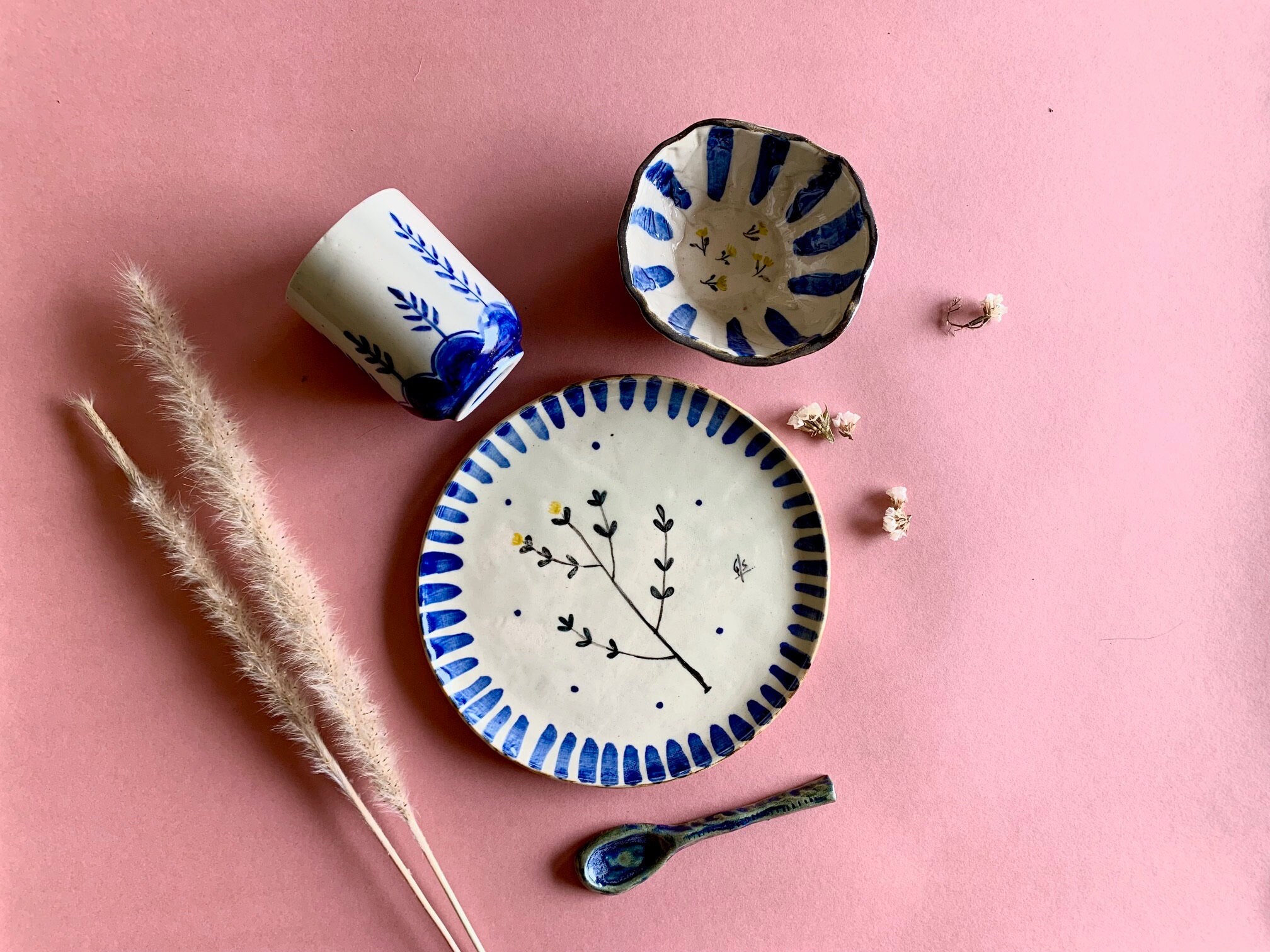 Garden Series - Ensemble de Petit-Déjeuner en Céramique Peinte à La Main