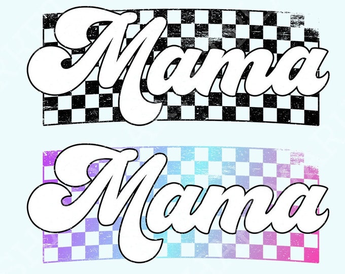 Retro Checkered Mama PNG, Trendy T-Shirt Design, Distressed Mama Sublimation, Mother's Day Gift, Neutral Aesthetic