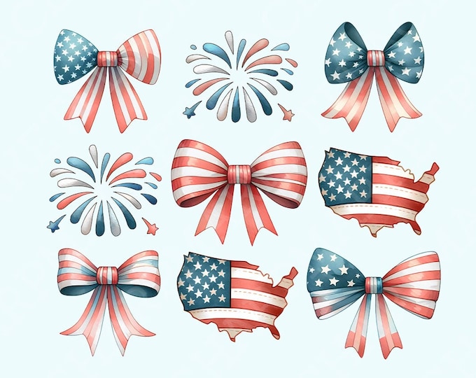 Coquette American Flag PNG, 4th of July Sublimation, Pink Bow & Cowgirl Themes, Freedom Girly Designs, Digital Download USA Flag