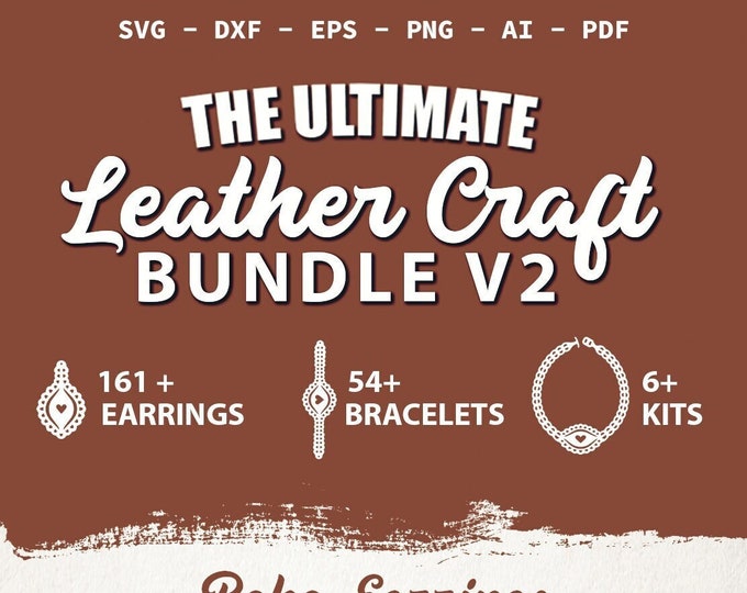 Ultimate Leather Craft Bundle V2 - Earrings SVG - Tear Drop SVG - Pendant SVG - Leather Stencil Jewelry Laser Cut Template - Commercial Use