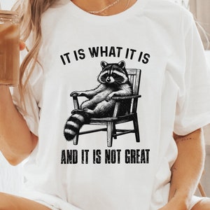 It Is What It Is, And It Is Not Great Racoon T-Shirt Design, Sarcastic Funny Graphic Tee PNG, Trending Sublimation Design, Digital Download