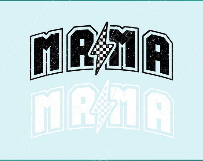 Mama Lightning Bolt SVG/PNG, Game Day Retro Mother's Day Gift Shirt Design, Mom SVG, Sublimation Heat Transfer, Mama Shirt
