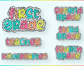 Teacher Dalmatian Png Bundle, First Grade, Kindergarten, Second Grade, Back To School, Custom Teacher Appreciation, Digital Download Doodle