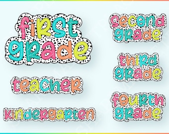 Teacher Dalmatian Png Bundle, First Grade, Kindergarten, Second Grade, Back To School, Custom Teacher Appreciation, Digital Download Doodle