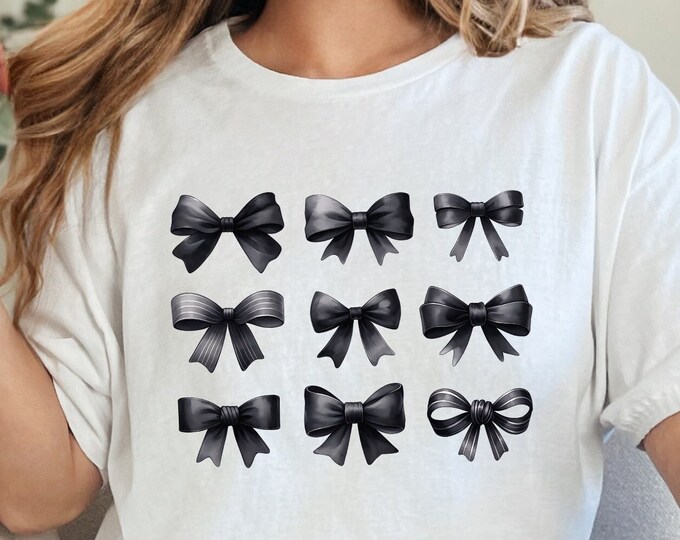 Black Bow PNG Collage Coquette Aesthetic, Digital Sublimation Files, Trendy Preppy Design, Home Decor Fashion Accents, Instant Download