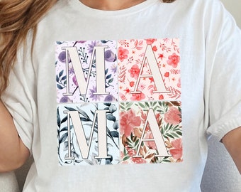 Retro Boho Mama PNG, Floral Mama Sublimation Design, Spring Mother's Day PNG, Faux Sequins, Boho PNG for Shirts Mother's Day Design Download