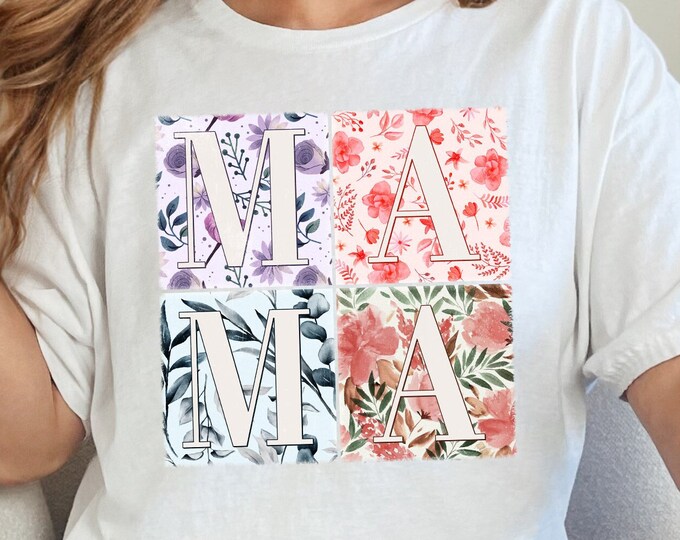 Retro Boho Mama PNG, Floral Mama Sublimation Design, Spring Mother's Day PNG, Faux Sequins, Boho PNG for Shirts Mother's Day Design Download