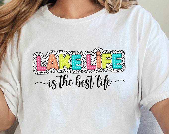 Lake Life it the best Dalmatian PNG, Summer Vacation Png, Boating Dots, Bright Doodle Digital File, Sublimation Download, Trendy Lake Design