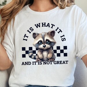 It Is What It Is, And It Is Not Great Racoon T-Shirt Design, Sarcastic Funny Graphic Tee PNG, Trending Sublimation Design, Digital Download
