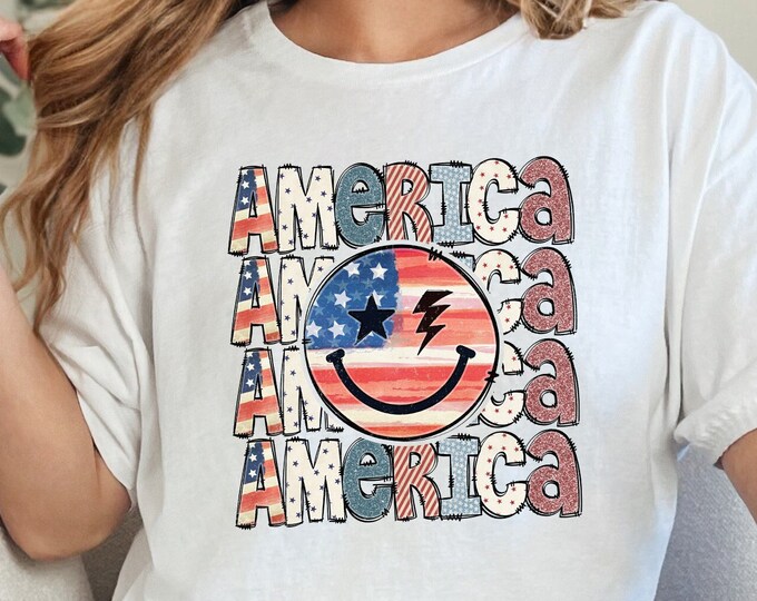 4th of July PNG, Retro America Sublimation Design, Instant Download, American USA PNG, Patriotic png, Digital Design, Fourth of July png