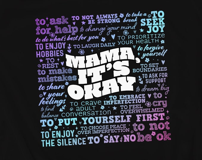 Mama It's Okay PNG, Mother's Day Inspirational Quote, Motivational Mental Health Awareness, Retro Sublimation Clipart, Original Designer