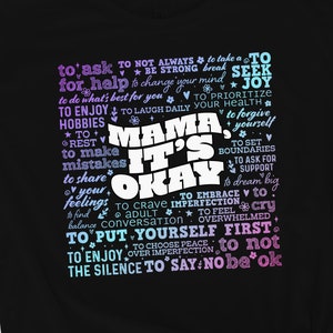 Mama It's Okay PNG, Citação Inspiradora do Dia das Mães, Conscientização Motivacional sobre Saúde Mental, Clipart de Sublimação Retro, Designer Original