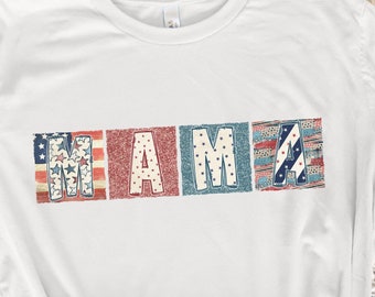 Retro Boho Mama PNG, 4th of July Sublimation, American Mama Design, Mama Digital Download, USA America Freedom, Patriotic PNG