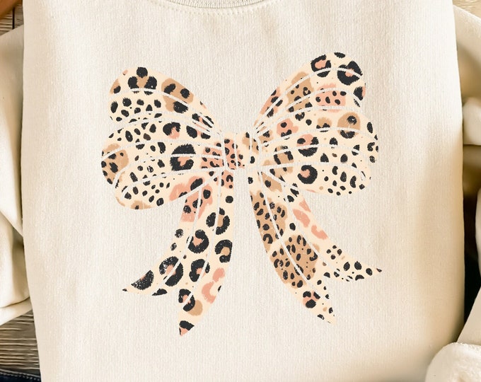 Leopard Bow PNG, Coquette Ribbons & Aesthetic, Cheetah Girlie Girl Designs, Pink Bows Digital Clip Art, Soft Girl Cowgirl Sublimation