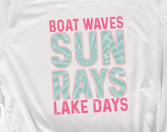 Boat Waves Sun Rays Lake Days SVG, Summer svg files, Retro summer png, Hello Summer svg, Trendy Beach designs, Retro summer svg, sublimation