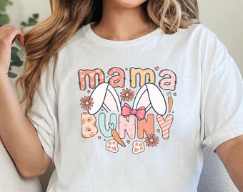 Mama Bunny Easter Design - Custom Vintage Easter Sublimation PNG, Mini Happy Easter Day, Easter Eggs Bunny Clipart for T-Shirts & Crafts