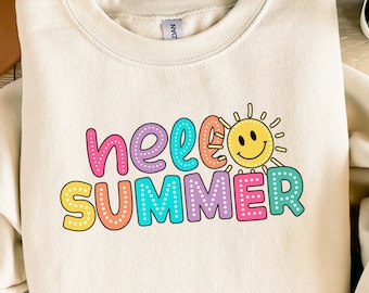 Hello Summer PNG, Dalmatian Dots Retro Vibes, Summer Designs, Digital Download Doodle Graphics, Vacation & Beach Sublimation