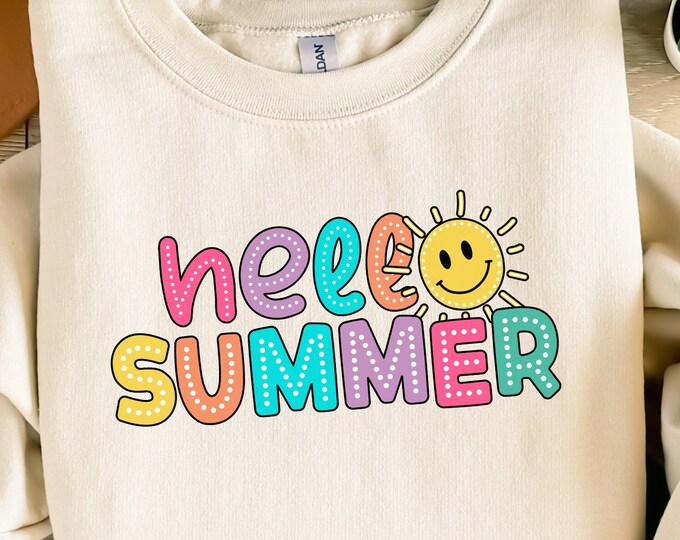 Hello Summer PNG, Dalmatian Dots Retro Vibes, Summer Designs, Digital Download Doodle Graphics, Vacation & Beach Sublimation