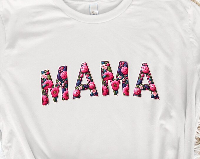 Embriodered Vintage Mama Floral PNG Sublimation Designs, Retro Mama Clipart, Digital Watercolor, Mother's Day PNG, Cottagecore Picnic