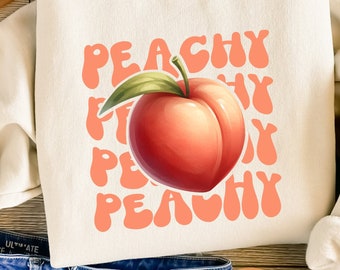 Peachy PNG, Retro Sublimation, Peach Clipart Designs, Mom Life Summer Trends, Fruit Screen Print, Y2K Baby Tee & Download