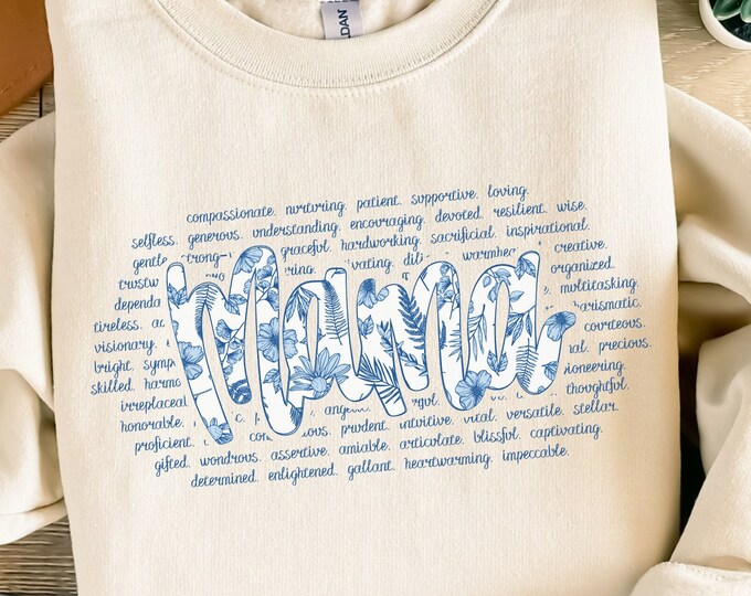 Mother Word PNG, Best Mom Floral Blue Willow Design, Mother's Day Sublimation, Mama Custom PNG, Floral Mother Gift, Instant Download