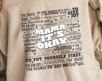 Mama It's Okay PNG, Mother's Day Inspirational Quote, Mental Health Sublimation Design, Motivational Retro Clipart, Original Designer PNG
