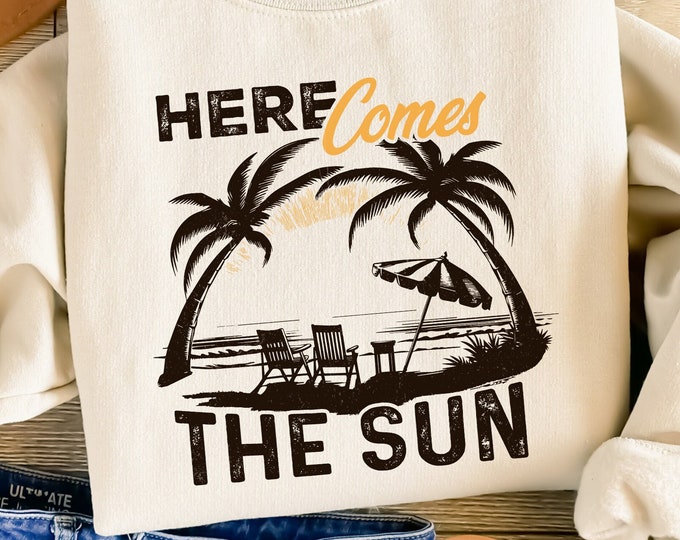 Summer PNG, Here Comes the Sun, Beach & Vintage Sublimation Designs, Trendy Retro Aesthetic, Sarcastic Graphics, Digital Download Vibes