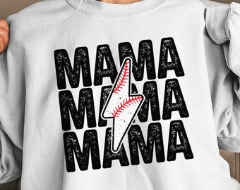 Baseball Mom PNG, Lightning Mama Sublimation File, Digital Heat Transfer Design, Softball Varsity Mother's Day SVG, Instant Download